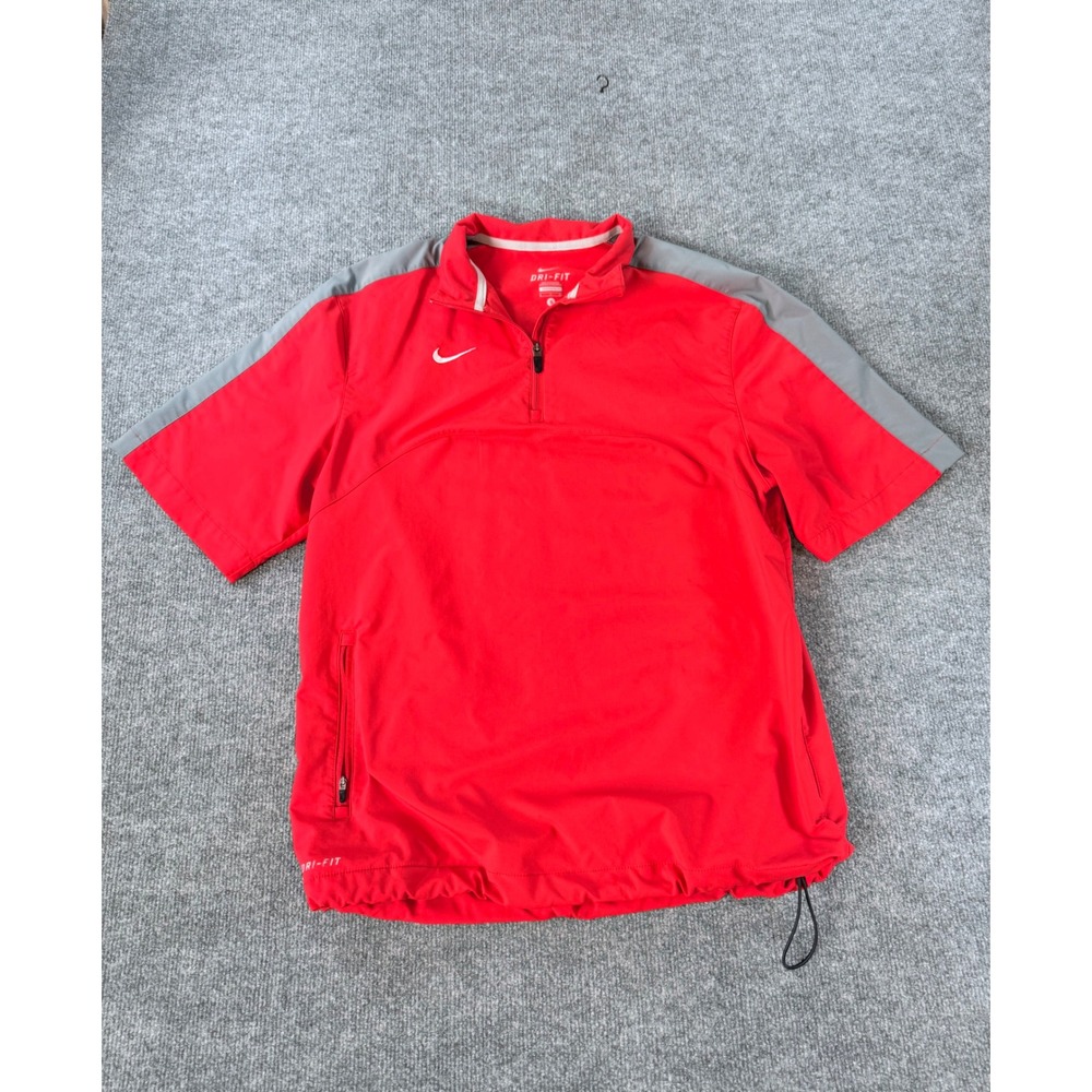 Nike Dri-FIT Mens Red Quarter Zip Short Sleeve Windbreaker Jacket 519853-236 S